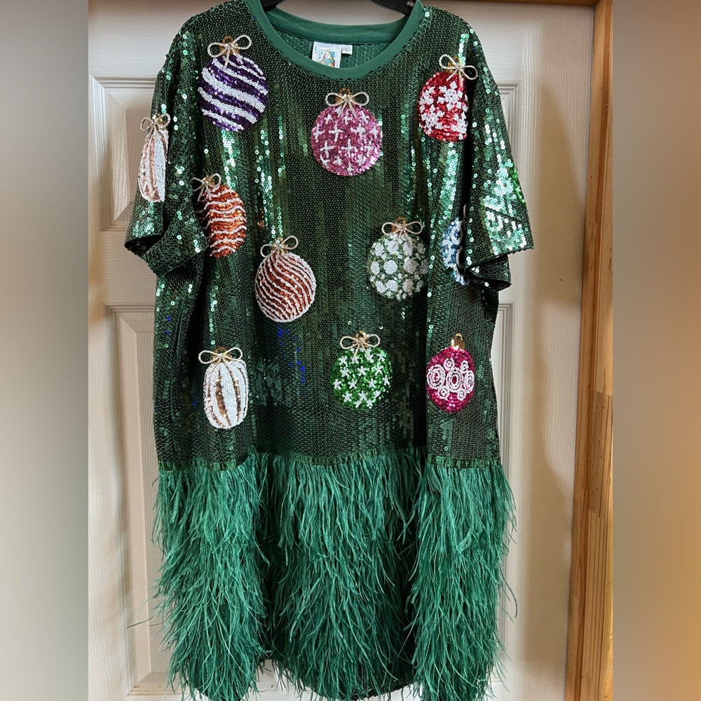 Queen of Sparkles Christmas Feather dress!